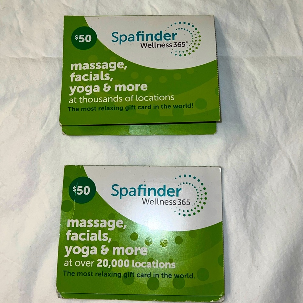 SpaFinder Gift Cards two cards $50 on each card